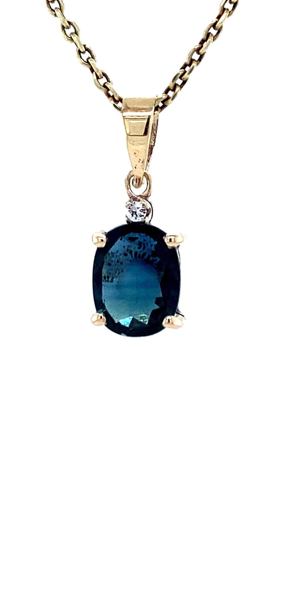 Vintage 10K Gold Pendant with Sapphire